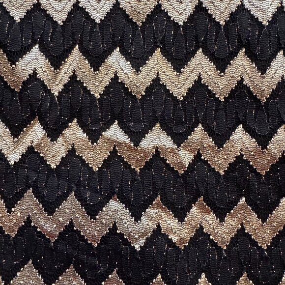 Nine West Dress Womens 10 Lace Overlay Sheer Zigzag‎ Chevron Metallic Party GNO - Picture 4 of 8